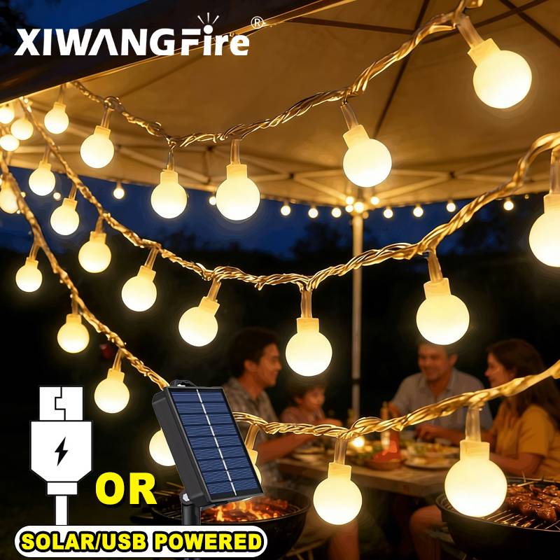 Outdoor Lighting Ground - Lampki solarne/USB/bateryjne, 3-10M, kule LED, wodoodporne,