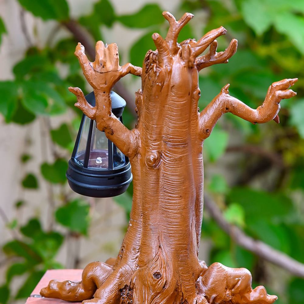 Outdoor Lighting Yard Ideas - Figurka drzewa z żywicy solarną, dekoracja