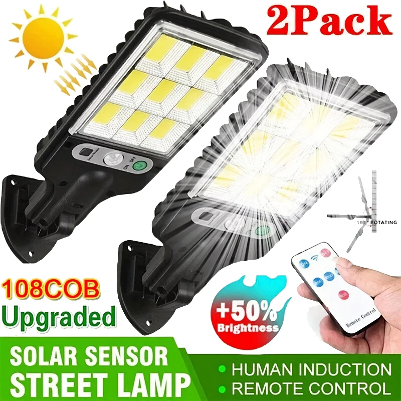 Outdoor Lighting Garage - Mocna solarna lampa LED zewnętrzna, ładowalna,