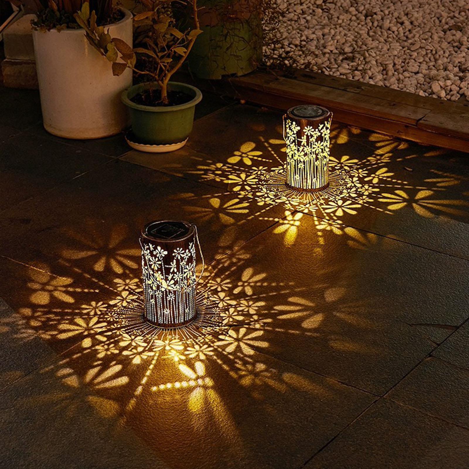 Outdoor Lighting Yard - Kolorowe metalowe lampy solarne w kształcie
