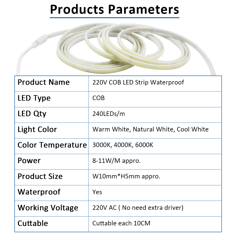 Wodoodporna taśma LED COB 220V – Outdoor Lighting Extension Cord recenzja i cena